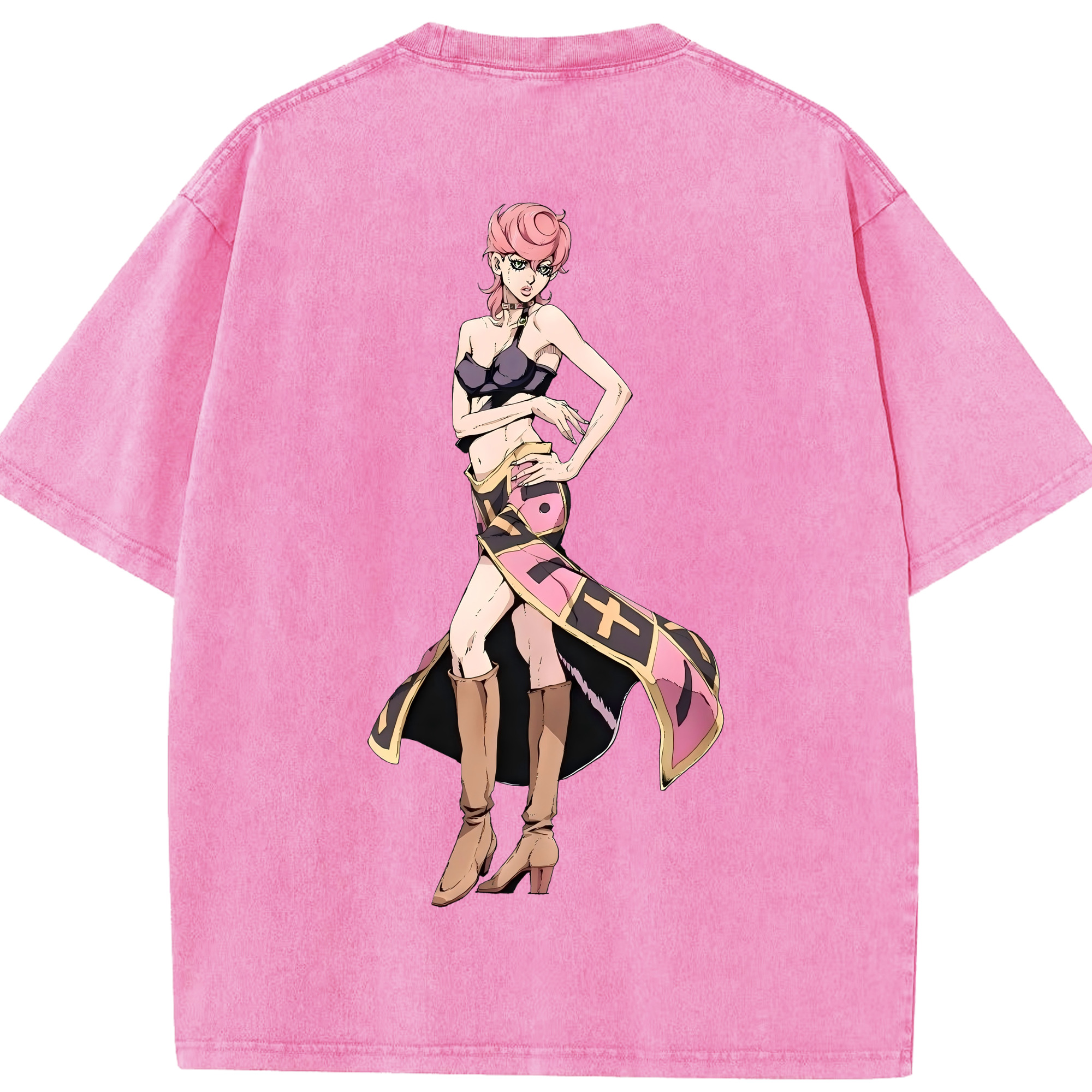 （画像用） ジョジョの奇妙な冒険 トリッシュ?ウナ JoJo's Bizarre Adventure Trish Una 綿100% ヴィンテージ風 半袖Tシャツ（背面プリント）